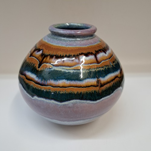 Click to view detail for #251231 Vase Mixed Stripes 7x6 $28